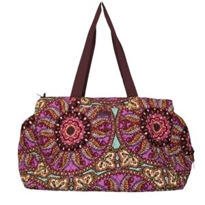 Vera Bradley Cotton Triple Compartment Travel Bag Resort Medallion Weekender